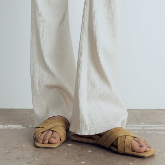 NWT ZARA SUEDE FISHERMAN SANDALS SANDY BROWN - REF 2518/110 8 - Picture 10 of 11